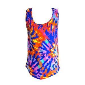 Colorful Tie-Dye Tank Top Scoop Neck One Step Up Size Medium
